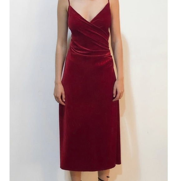 ZARA Ruched Velvet Dress - Picture 1 of 9